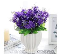 LCHJX Artificial Flowers Artificial Flower Hydrangea Small Potted Plastic Bouquet Indoor Living Room Lavender Decoration Home Office Balcony Fake Flower Decoration Fake Flowers