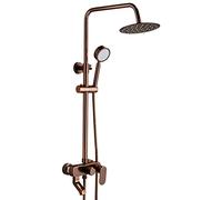LCHJX Bathroom Shower System Wall Mounted, Adjustable Height Shower Set with Overhead Shower Head Tap, Modern Aluminum Shower Mixer Set for Hotel Adults Gym,Gold-A