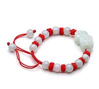 LCHJX Bead Bracelet, Amulet Bracelet Authentic Gem Emerald Bracelet Lucky Red Adjustable String Bracelet for Good Fortune Courageous Lucky for Women Men,Red