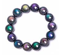 LCHJX Beaded Bracelets Mens Bracelet Beaded Bracelets for Women Natural Rainbow Eye Obsidian Yoga Bracelets Bangles Chakra Bracelet Perfect for Men or Women.(Color:14cm)