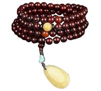 LCHJX Beautiful and Skillful Beading,Bracelets,Wealth Bracelet Buddhist Prayer Beads Bracelet Bead Bracelet, Handmade Carving Red Sandalwood Stretch String