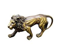 LCHJX Brass Lion King Tabletop Figurine, Lion Statue, Office Study Wine Cooler Decorative Ornament, Bronze Animal Sculpture Craft Collection