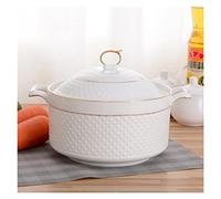 LCHJX Ceramic Soup Pot Phnom Penh Color Round with Cover Bowl Tableware Household Kitchen Supplies Cooking Utensils