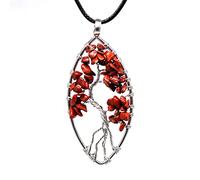 LCHJX Chip Stone Balance Necklace Irregular Size Oval Design Life Tree Brass Wire Twisted Copper Plating