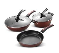 LCHJX Cooking Pot, Pots and Pans,Die-Cast Aluminum Non Stick Cookware Sets,Tower Induction Multifunctional Cooking Frying Pan Pots with Glass Lid and Bakelite Handles,3PCS