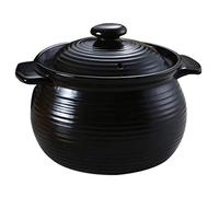 LCHJX Ears Thread Ceramic Pot Stew Pot Gruel High-Temperature Soup Pot Black Flame You Can Use it to Cook A Delicious Soup for Your Family(8L)