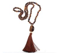 LCHJX Fashion Bohemian Tribal Jewelry Natural Stones Long Knotted Moon Stone Tassel Necklaces Women Necklace