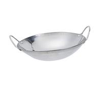 LCHJX Kitchen inch with Steel Thicken Handle Fry Stainless Round Household Metal Shabu Portable Hot Double Cookware Cooking Tool Bottom Frying Wok Pot Pan/Silver/23 * 6.5Cm