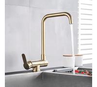 LCHJX Matte Black Kitchen Faucet 360° Ratation Folding Down Hot Cold Water Mixer Tap for Kitchen Single Hole Sink Mixer,Matte Black A,Include:1*Faucet