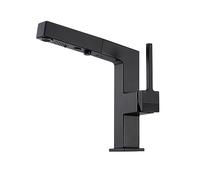 LCHJX Modern Brass Bathroom Sink Faucet with Pull Out Sprayer and Single Handle Hot and Cold Water Mixer Tap for Vanity Shower Mode Included White