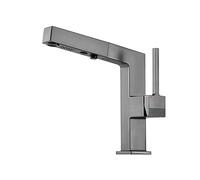 LCHJX Modern Brass Bathroom Sink Faucet with Pull Out Sprayer and Single Handle Hot and Cold Water Mixer Tap for Vanity Shower Mode Included White