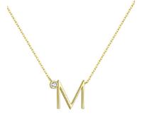 LCHJX New 2025 925 Sterling Silver Gold Leter A M Mini Sized Initial Necklace A B C Stone Monogram Pendant Jewelry Luxury Gift Women Decoration Jewelry Luxury Accessories Trendy Best For Gift