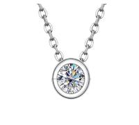 LCHJX New 2025 Arrival Anujewel 4Mm 0.3Ct D Color Moissanite Round Brilliant Cutting 18K Gold Plated 45Cm 925 Sterling Silver Necklaces With For You Accessories Trendy Creative Gift