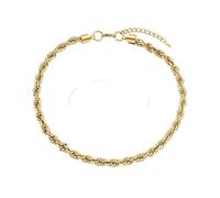 LCHJX New 2025 Unisex Tarnish Stainless Steel 18K Gold Plated Women's 8Mm Chunky Twisted Rope Chain Necklace Trendy Bracelet Jewelry Findings Fashion Accessories Creative Gift For Women And Men
