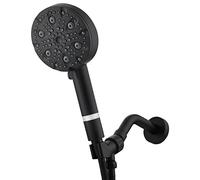 LCHJX Shower Head with 9 Functions,ABS High Pressure Handheld Shower with Adjustable Bracket and 59 inch Shower Hose,Chrome (Black)