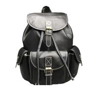 LCHJX Simple Retro Mens Leather Backpack Leather Shoulder Bag Travel Backpack for Men(Black)