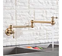 LCHJX Single Lever Rotate Folding Spout Bathroom Kitchen Faucet Wall Mount Cold Water Sink Tap Chrome Black Brushed Nickel Golden,Brushed Nickel A,Include:1*Faucet