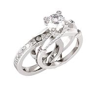 LCHJX Women's Rings, 2 In 1 Creative Combination Ring Set With Zircon And Versatile Fashion Ring Classic Valentine's Day Gifts for Girlfriend Wife