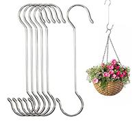 Lchkrep 6 Pack Extra Large Heavy Duty Long Outdoor Plant Hanging S Hooks - for Baskets, Bird Feeders, Wind Chimes, Garden Ornaments,Pergola,Closet,Flower Basket,Indoor Outdoor Uses (12 inch)…