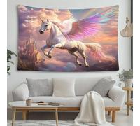 LCHMQ Cartoon Unicorn Tapestry Dreamy Wings Wall Tapestries Decorative Wallcovering Hanging Bedroom Dormitory Mural Wallpaper 200x150cm