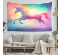 LCHMQ Cartoon Unicorn Tapestry Rainbow Stars Wall Tapestries Decorative Wallcovering Hanging Bedroom Dormitory Mural Wallpaper 200x150cm
