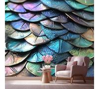 LCHMQ FototapetenIridescent Mermaid ScalesWanddekoration Wohnzimmer VliesTextured Dragon Skin3D Effekt Tapete Schlafzimmer Wandbild Tapetenkleister 400x280cm
