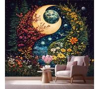 LCHMQ FototapetenSpiritual Yin Yang SymbolWanddekoration Wohnzimmer VliesCelestial Moon & Earth3D Effekt Tapete Schlafzimmer Wandbild Tapetenkleister 400x280cm