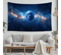 LCHMQ Large TapestryRealistic Earth PlanetWall Hanging for Bedroom Aesthetic, Wall Art Deep Space Milky WayDecor Polyester Fabric Background for Living Room 150x130cm