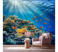 LCHMQ Mural WallpaperAnime Coral ReefWallpaper Mural RemovableNatural Fish SchoolPoster Print 3D Effect Decoration for Bedroom 300x210cm