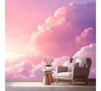 LCHMQ Mural WallpaperDreamy SkyWallpaper Mural RemovableMinimalist White CloudsPoster Print 3D Effect Decoration for Bedroom 300x210cm