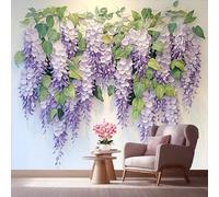 LCHMQ Mural WallpaperFloral WisteriaWallpaper Mural RemovableBotanical LeavesPoster Print 3D Effect Decoration for Bedroom 300x210cm