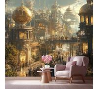 LCHMQ Mural WallpaperNature Golden DeerWallpaper Mural RemovableAbstract Ginkgo BranchPoster Print 3D Effect Decoration for Bedroom 300x210cm