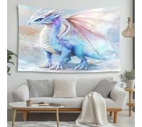 LCHMQ Tapestry Fabric Fantasy Blue DragonWall Cloth, Soft Large Watercolor Mythical Creature Wall Blanket, Durable Decoration for Living Room 230x180cm