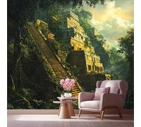 LCHMQ TapeteAncient Historical PyramidFototapete Selbstklebend WandposterJungle Fantasy RuinsSchlafzimmer Wanddekoration DIY Wandverkleidung 350x240cm