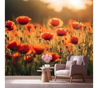 LCHMQ Wall Art Mural PremiumPoppy PlantPhoto Wallpaper 400x280 cm Living Room BackgroundNatural Flower FieldsDIY Covering 400x280cm