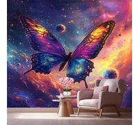 LCHMQ Wall Art Mural PremiumSpace Butterfly CosmicPhoto Wallpaper 400x280 cm Living Room BackgroundGalactic Celestial InsectDIY Covering 400x280cm