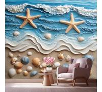 LCHMQ Wall Covering Realistic 3DBeach StarfishMural WallpaperInterior DesignCoastal SeashellsRoom Decor Picture 350x240 cm