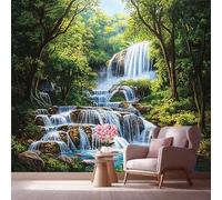 LCHMQ Wall MuralLush WaterfallPhoto Wallpaper ModernTropical ForestCovering Home Office Decor Art Print 250x175cm