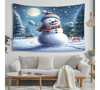 LCHMQ Whimsical Snowman Art Tapestry Wall Hanging Winter Wonderland Scene Tapestry Bedroom Decor Wall Hanging Art Tapestries for Living Room Bedroom Dorm 230x180cm