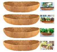 LCHUANG Coco Liners for Planters - 4 Pack 36 Inch Trough Coconut Liners for Planters, Window Box Coco Liners, 100% Natural Coconut Fiber Liners for Wall Hanging Basket, Window Box, Fence Baskets