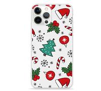 LCHULLE for Christmas Case iPhone 12/12 Pro,Cute Xmas Tree Snowflake Pattern Clear Soft Case for Women Men Kids,Transparent Silicone Shockproof Cover for iPhone 12/12 Pro 6.1",Xmas Hat