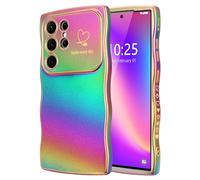 LCHULLE for Samsung Galaxy S26 Ultra Case,Cute Wave Frame Curly Shape Love Heart Phone Case for Women Girls,Luxury Plating Shockproof Protection Cover for Samsung S26 Ultra,Colourful Dark Purple