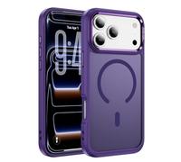 LCHULLE Magnetic Case for iPhone 17 Pro,Compatible with Magsafe Translucent Matte Back Silicone Bumper Cover,Military Grade Protection Shockproof Slim Phone Case for iPhone 17 Pro 6.3",Dark Purple