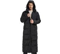 LCHYG Men's Full-Length Winter Down Jacket Men Packaged Down Puffer Jacket Long Coat with Removable Hooded,Black,L