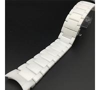 LCJQ Watch Straps Watch Strap Men And Women Black And White 22mm 24mm Ceramic Watch Strap Bracelet Band Belt Replacement Strap (Color : White)
