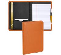 Lcjtop Padfolio/Portfolio Binder, Mini Padfolio Portfolio Binder 5 x 8 Legal Writing Pad, A5 Document Organizer Folder for Men Women, Orange