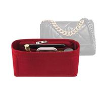 Lckaey 19 Flap Small Bag felt Organizer storage cosmetic bag chain black gold inner Bag Insert 1016red-L