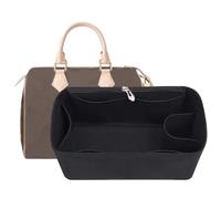 Lckaey Classic Black Handbag Organizer Insert, 5.5(L)x5.9(W)x5.5(H) inches, 5 Compartments, Felt, Unisex