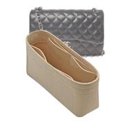 Lckaey Purse Insert for classic flap bag insert small bag - Premium Handbag Felt Organizer No zipper2009beige-S