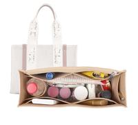 Lckaey purse organizer for chloe woody tote bag insert large medium Small wallet Felt organizer 1015Beige-S